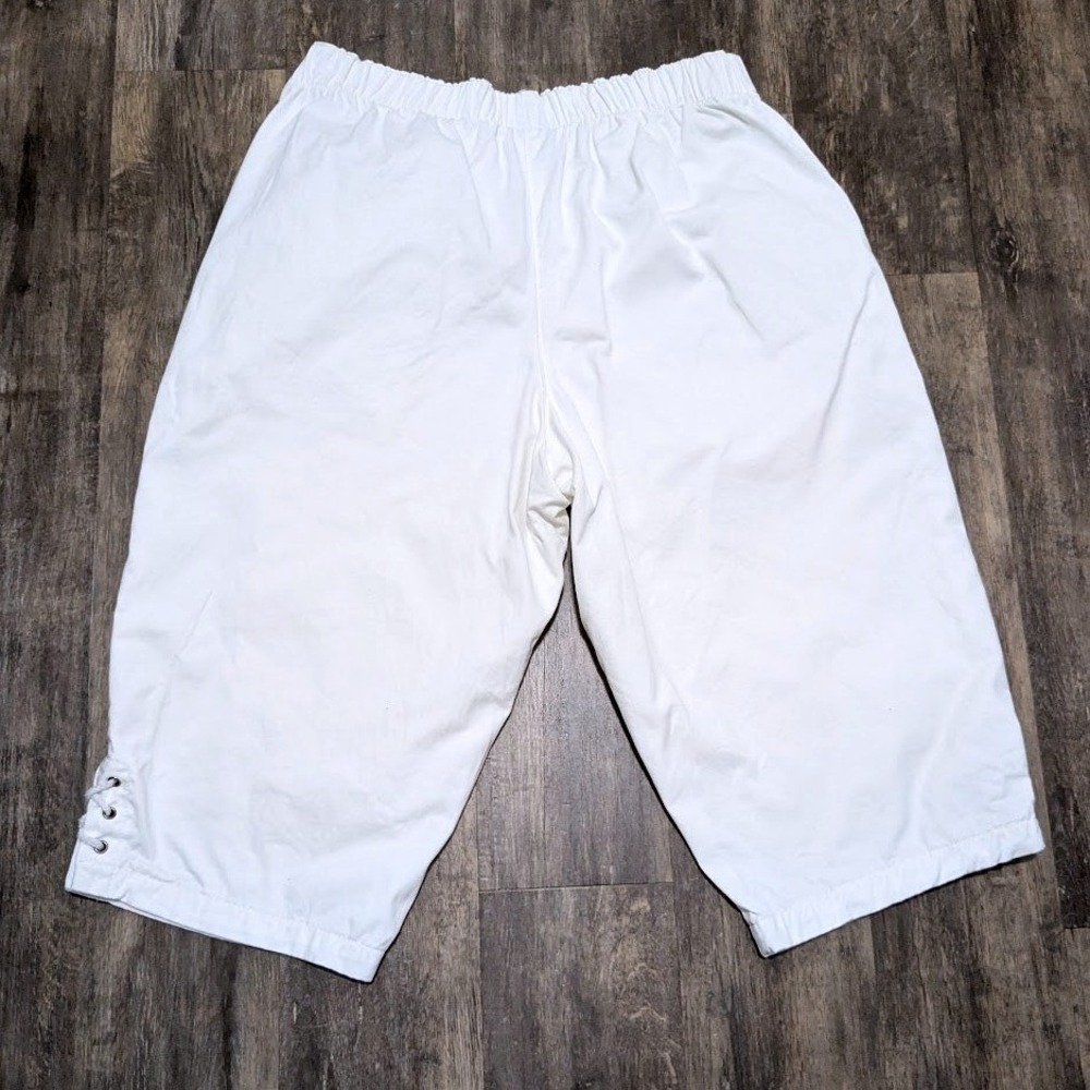BonWorth Classic Elements White Cotton Capri Pants Lace Up Hem‎ Petite Large NWT